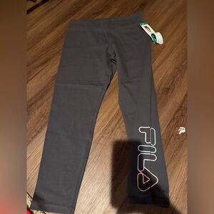Fila Kids Black Leggings with Multicolor Logo